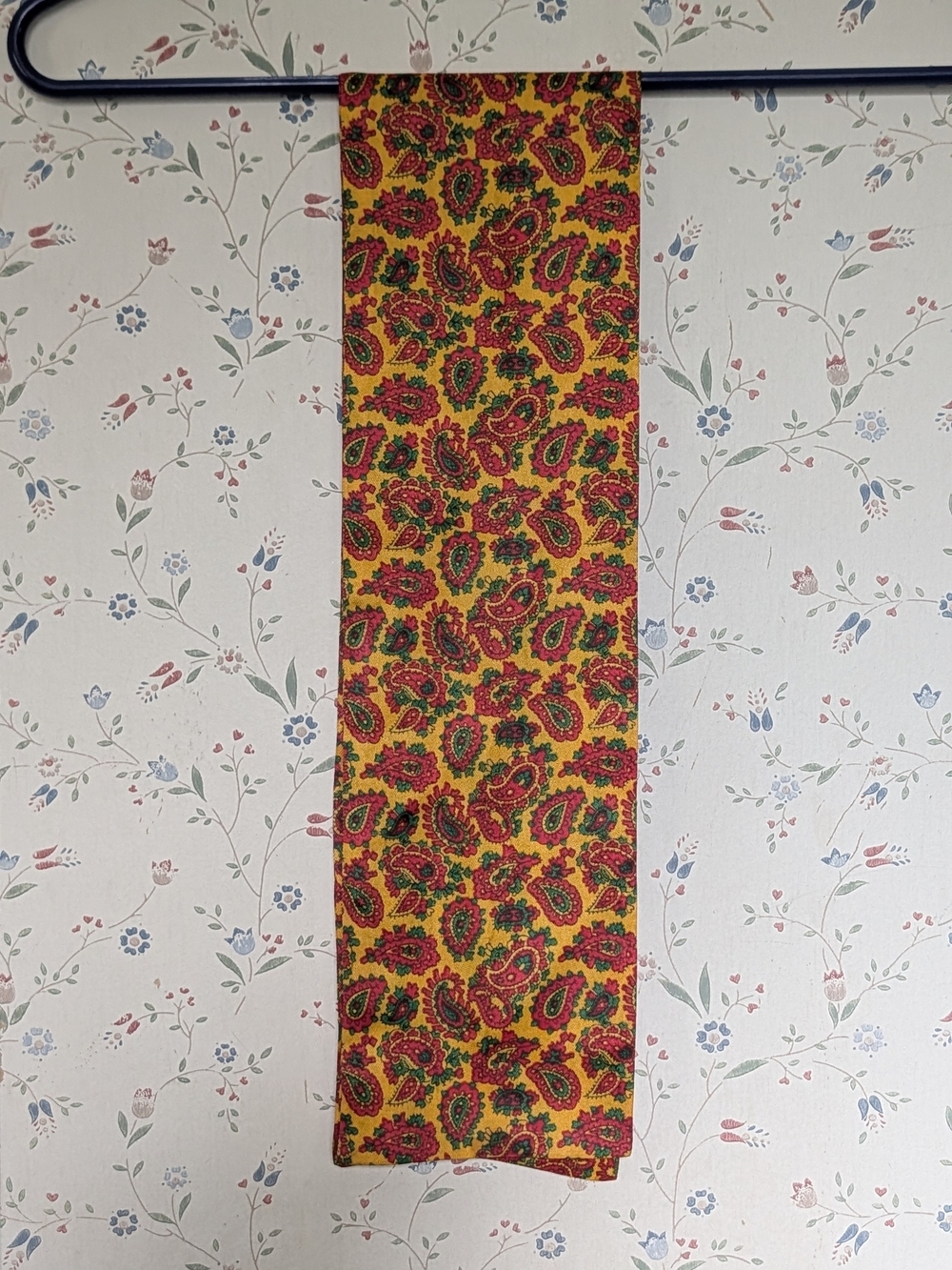 Paisley Scarf Rectangle Vintage Double layer 36" x 5" Neck Scarf Head Red Green